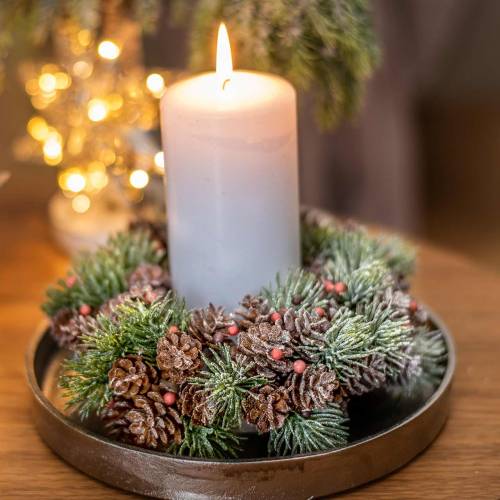 Floristik24 Käpyjä seppele lumipeite Ø18cm