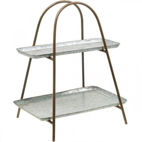 Kakkuteline vintage koristeellinen tarjotin pöytähylly metalli H47cm