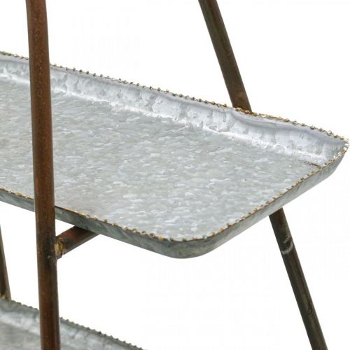 Kakkuteline vintage koristeellinen tarjotin pöytähylly metalli H47cm