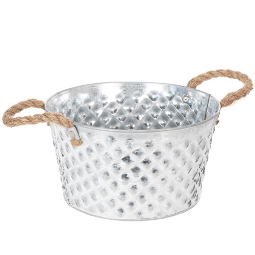 Sinkkikulho, koristekulho, metallia köysikahvalla, Ø22cm, korkeus 12cm ostaa | Floristik24.fi