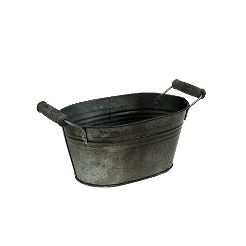 Sinkkikulho soikea antiikkinen puisilla kahvoilla 18cm x 10cm