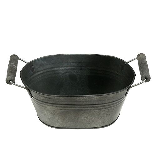 Floristik24 Sinkkikulho soikea antiikkinen puisilla kahvoilla 18cm x 10cm