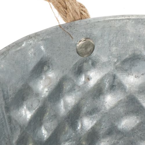 Soikea sinkkikulho köysikahvoilla, 27 cm x 17,5 cm, korkeus 12 cm | Floristik24.fi