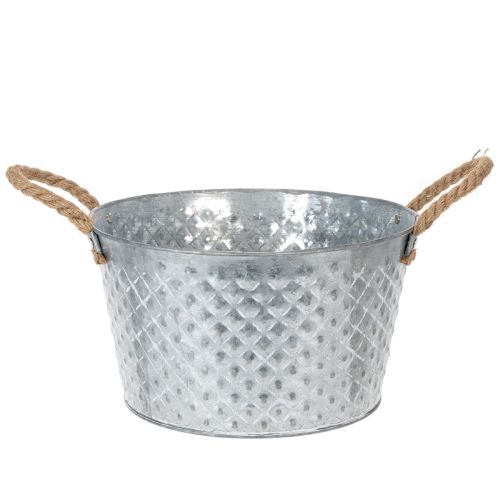 Pyöreä sinkkikulho köysikahvoilla Ø28cm K16cm ostaa | Floristik24.fi