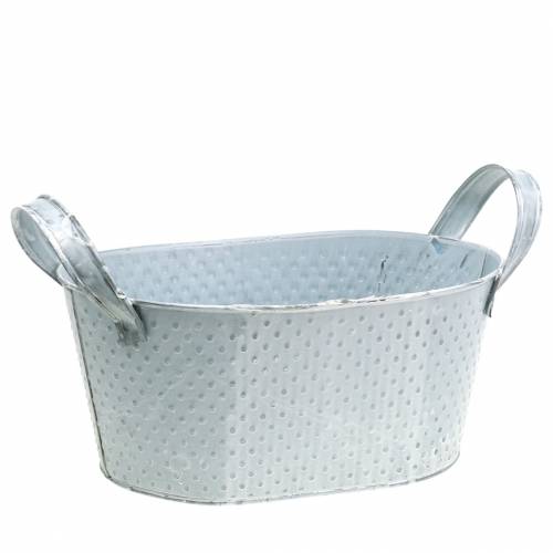 Sinkkikulho soikea vaaleanharmaa pesty 27x18cm K12cm | Floristik24.fi
