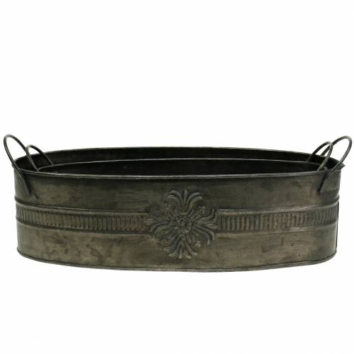 Floristik24 Koristeellinen kulho antiikki soikea sinkki 33,5cm / 29,5cm 2kpl