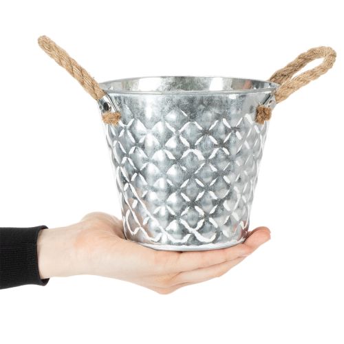 Sinkkiruukku köysikahvoilla Ø14,5cm K13cm | Floristik24.fi
