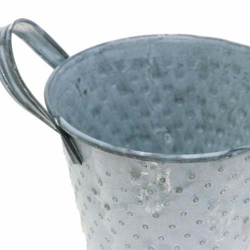 Floristik24 Sinkkipannu kahvoilla harmaa pisteviiva Ø12cm K10cm