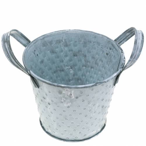 Floristik24 Sinkkipannu kahvoilla harmaa pisteviiva Ø12cm K10cm