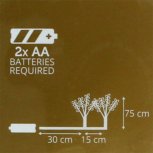 Floristik24 Oksahopea lehdillä LED 75cm 2 kpl