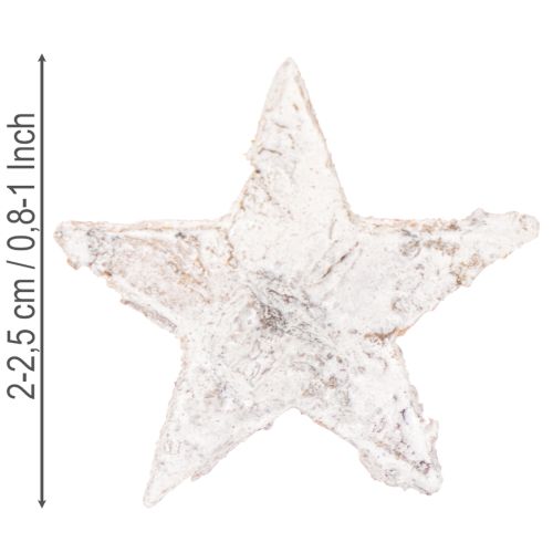 Koivutähdet mini 2cm - 2.5cm valkoiseksi kalkittu 150 kpl | Floristik24.fi