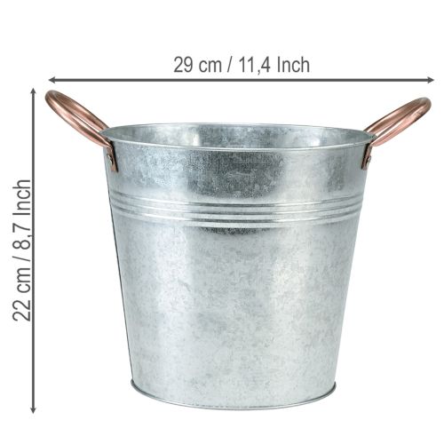 kohteita Metallinen kukkaruukku kahvoilla, koristeämpäri, Ø21cm, korkeus 19.5cm