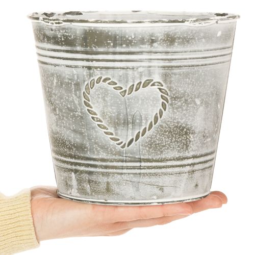 Shabby Chic -kukkaruukku, metallinen, sydämenmuotoinen, Ø17,5 cm, korkeus 15,5 cm | Floristik24.fi