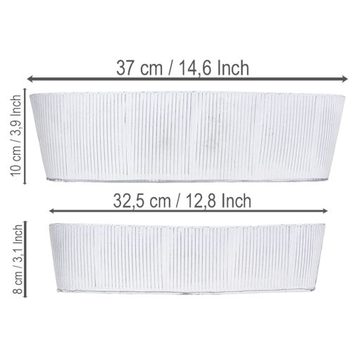 kohteita Soikea metallinen kulho valkoisena ja hopeanvärisenä, 32,5 cm/37 cm, 2 kpl.