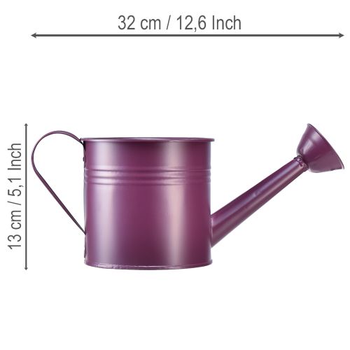 Koristeellinen kastelukannu, violetti metallinen istutusastia, Ø13,5cm, korkeus 12,5cm | Floristik24.fi