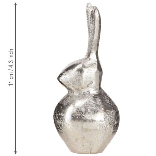 kohteita Decorative Bunny Silver – Moderni pääsiäisfiguuri metallista tyylikkääseen kevätkoristeeseen 11cm 3 kpl