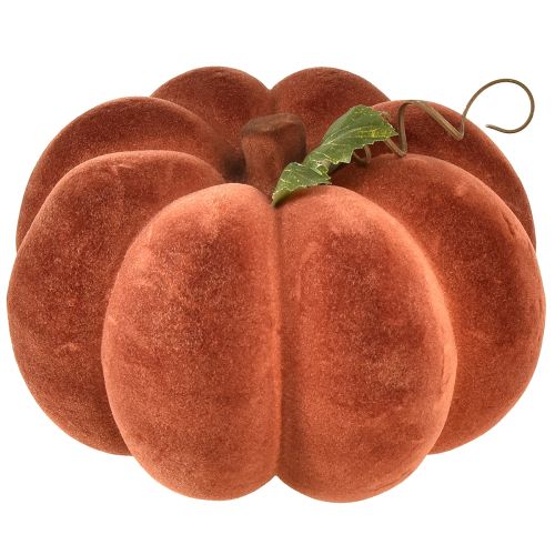 kohteita Koristeellinen kurpitsa flokoitu - syksyinen pöytäkoristelu vahvan punaruskeana 20cm 2kpl