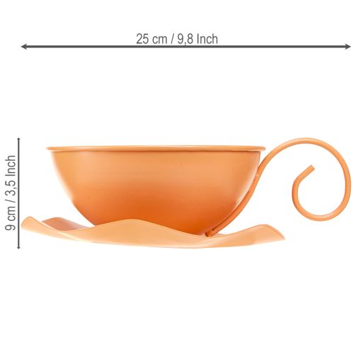 kohteita Koristeellinen kuppi Ø16cm K9cm metallilevyllä, oranssi, 2 kpl