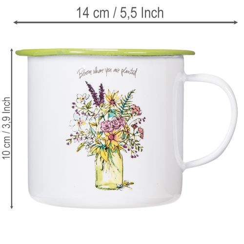 Koristeellinen muki/ruukku, emaloitu, Ø11,5 cm, korkeus 10 cm | Floristik24.fi