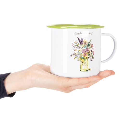 Koristeellinen muki/ruukku, emaloitu, Ø11,5 cm, korkeus 10 cm | Floristik24.fi