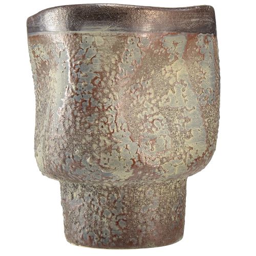 kohteita Koristeellinen maljakko keraaminen istutuslautanen metallinruskea harmaasininen 16,5×20,5 cm