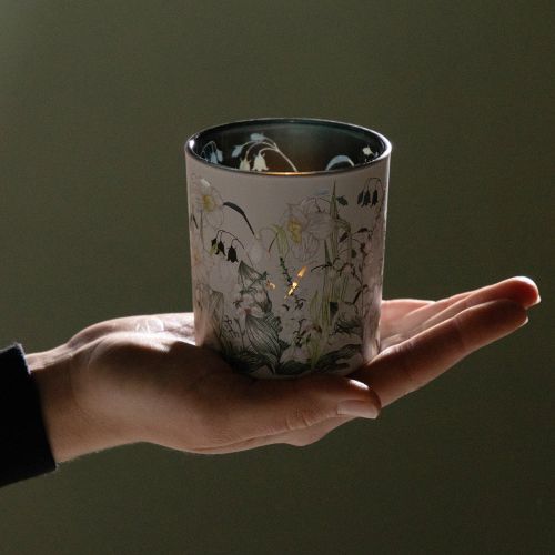 kohteita Koristeellinen lasilyhty lehtikuviolla tyylikkäisiin kodin yksityiskohtiin, 8 cm, 4 kpl