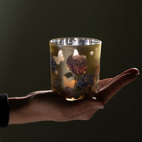 kohteita Koristeellinen lasilyhty kukkakuviolla tyylikkääseen sisustukseen, 8 cm, 4 kpl.