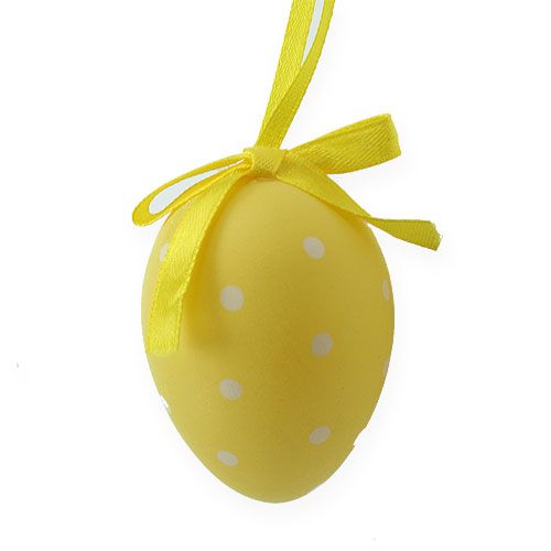 Floristik24 Koristeelliset pääsiäismunat keltainen, valkoinen aasi. 6,5 cm 12 kpl