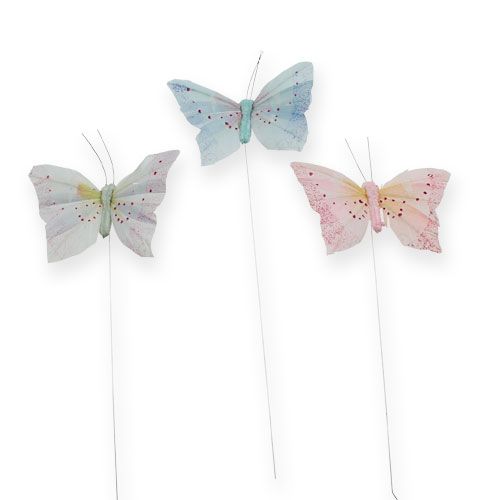 Koristeellinen perhonen lanka pastellilla 8cm 12kpl