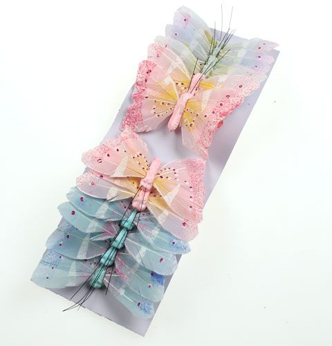 Floristik24 Koristeellinen perhonen lanka pastellilla 8cm 12kpl