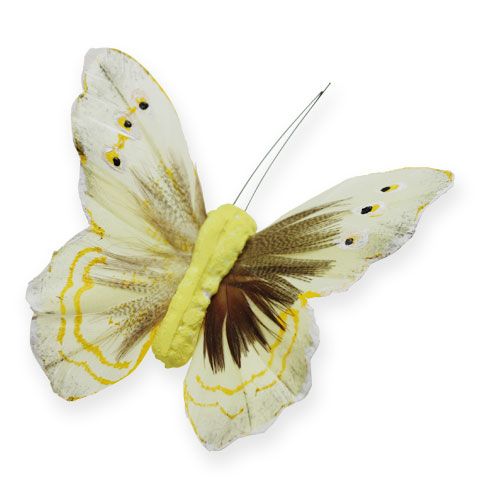 kohteita Koristeellinen perhonen langalla keltainen 8cm 12kpl