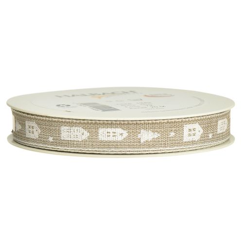 kohteita Koristenauha joulutaloille ja kuusille beige, valkoinen 15mm 20m
