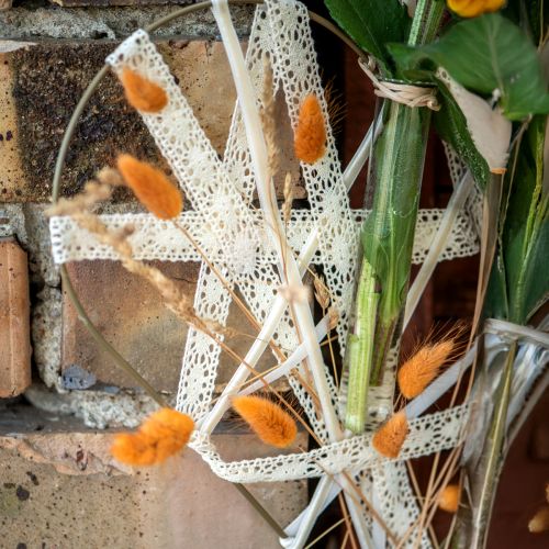 kohteita Pitsinauha kermanvärinen virkattu nauha koristenauha leveys 18 mm pituus 20 m