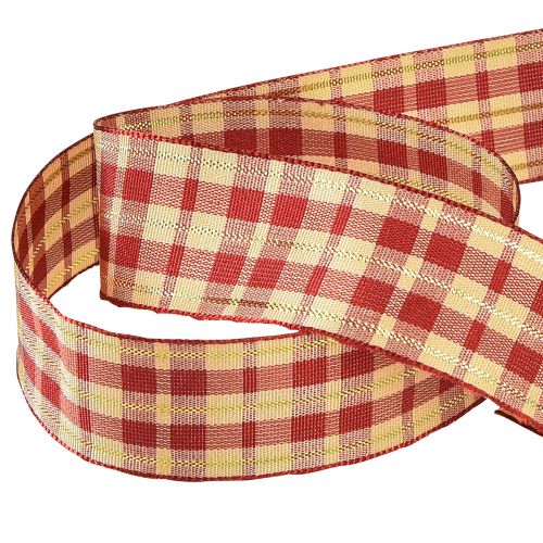 kohteita Koristenauha koristenauha ruudullinen nauha punainen beige kulta L25mm L20m