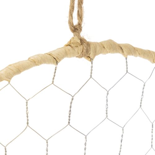 kohteita Koristeellinen metallirengas Ø38cm, riippuva koriste, raffia, hopea, luonnollinen, boheemi seinäkoriste, monipuolinen sisustus, 4 osaa