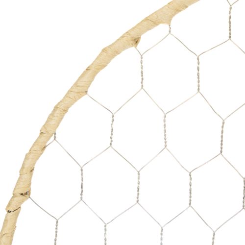 Koristeellinen metallirengas Ø38cm, riippuva koriste, raffia, hopea, luonnollinen, boheemi seinäkoriste, monipuolinen sisustus, 4 osaa | Floristik24.fi