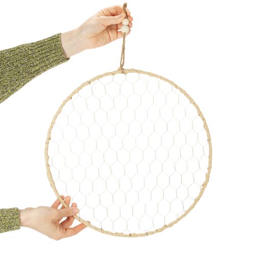 kohteita Koristeellinen metallirengas Ø38cm, riippuva koriste, raffia, hopea, luonnollinen, boheemi seinäkoriste, monipuolinen sisustus, 4 osaa