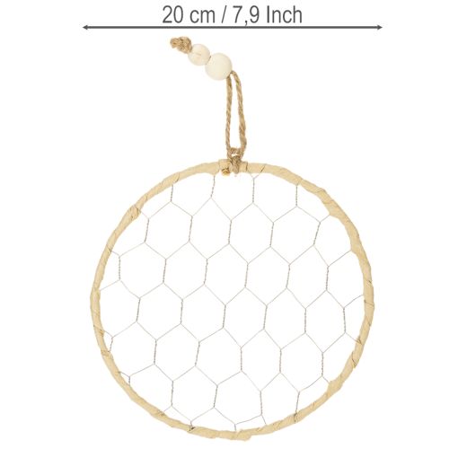 kohteita Koristeelliset metalliset raffia-ripustusrenkaat, Ø20cm, 4 kpl, boheemi seinäkoriste, ikkunakoriste