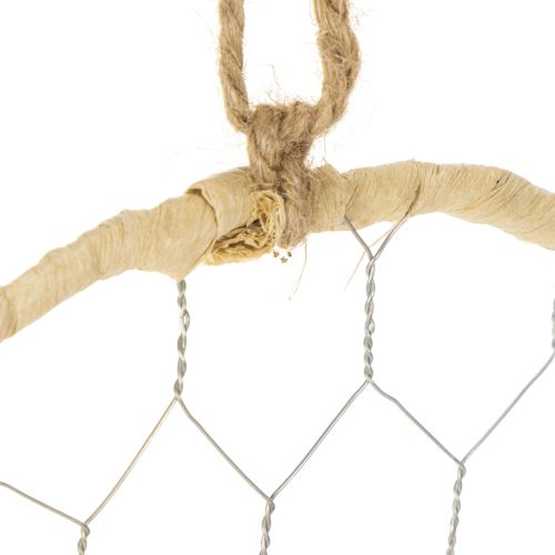 Koristeelliset metalliset raffia-ripustusrenkaat, Ø20cm, 4 kpl, boheemi seinäkoriste, ikkunakoriste | Floristik24.fi