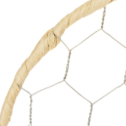 Koristeelliset metalliset raffia-ripustusrenkaat, Ø20cm, 4 kpl, boheemi seinäkoriste, ikkunakoriste | Floristik24.fi