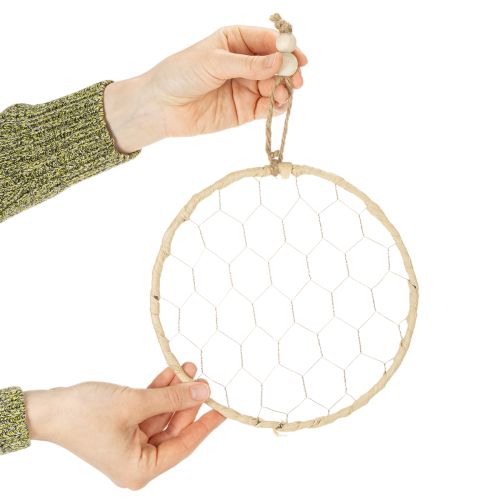 kohteita Koristeelliset metalliset raffia-ripustusrenkaat, Ø20cm, 4 kpl, boheemi seinäkoriste, ikkunakoriste