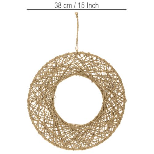 Koristeelliset juuttirenkaat, luonnollinen riippuva koriste, boheemi tyyli, Ø38cm, 2 kpl, metallirenkaat, seinäkoriste, ikkunakoriste | Floristik24.fi