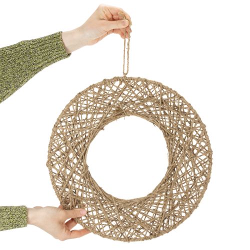 kohteita Koristeelliset juuttirenkaat, luonnollinen riippuva koriste, boheemi tyyli, Ø38cm, 2 kpl, metallirenkaat, seinäkoriste, ikkunakoriste