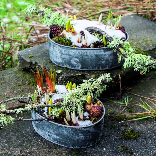 kohteita Koristeellinen metallikulho soikea harmaa L22.5/19.5/16cm 3 kpl setti