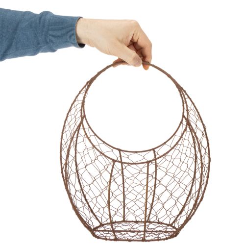 Metallikori, metallinen istutusastia, kevätkoriste, pääsiäiskori, ruskea, ruosteenvärinen, K34cm P30cm | Floristik24.fi