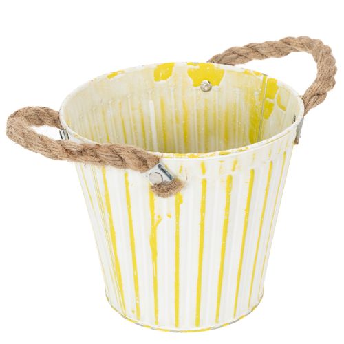 kohteita Istutusämpäri, istutuslaatikko kahvoilla, metallikoristeet pinkki/vihreä/keltainen shabby chic Ø16,5 cm korkeus 15 cm 3-osainen setti