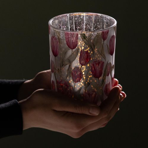 kohteita Elegantti tulppaaniaiheinen lyhty tunnelmalliseen kevään koristeluun, 12,5 cm, 2 kpl.