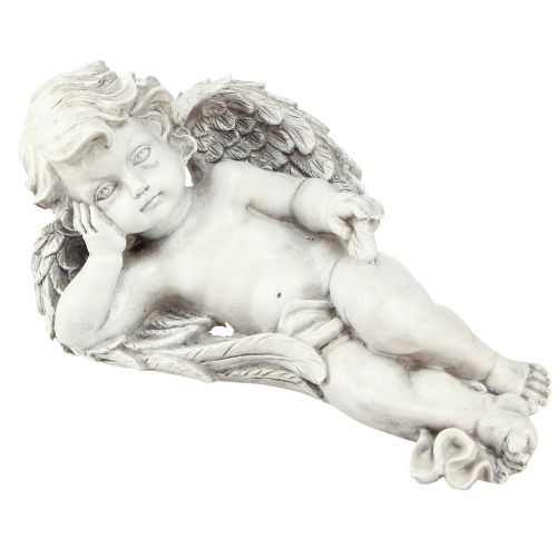 kohteita Enkeli hautakoriste polyresin harmaa valkoinen 31×16cm