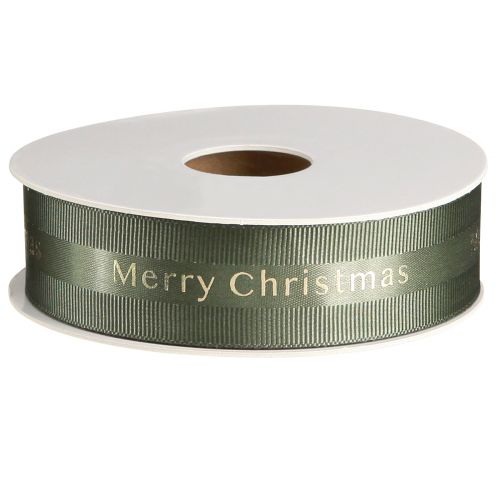 kohteita Juhlallinen tummanvihreä joulunauha kultaisella &quot;Merry Christmas&quot; -kirjoituksella, leveys 25 mm, pituus 20 m