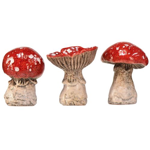 kohteita Viehättävät keraamiset myrkkysieni koristeet - punainen valkoisilla pisteillä, 8,6 cm - Ihanteellinen puutarhakoristelu - 3 kpl pakkaus